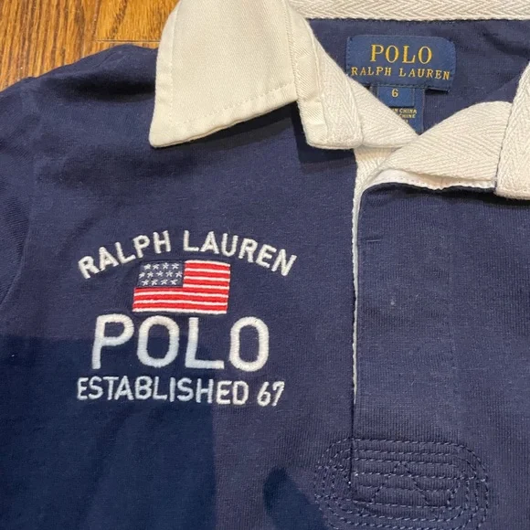 Ralph Lauren Blue and Yellow Polo with Embroidered Logo - Picture 3 of 4
